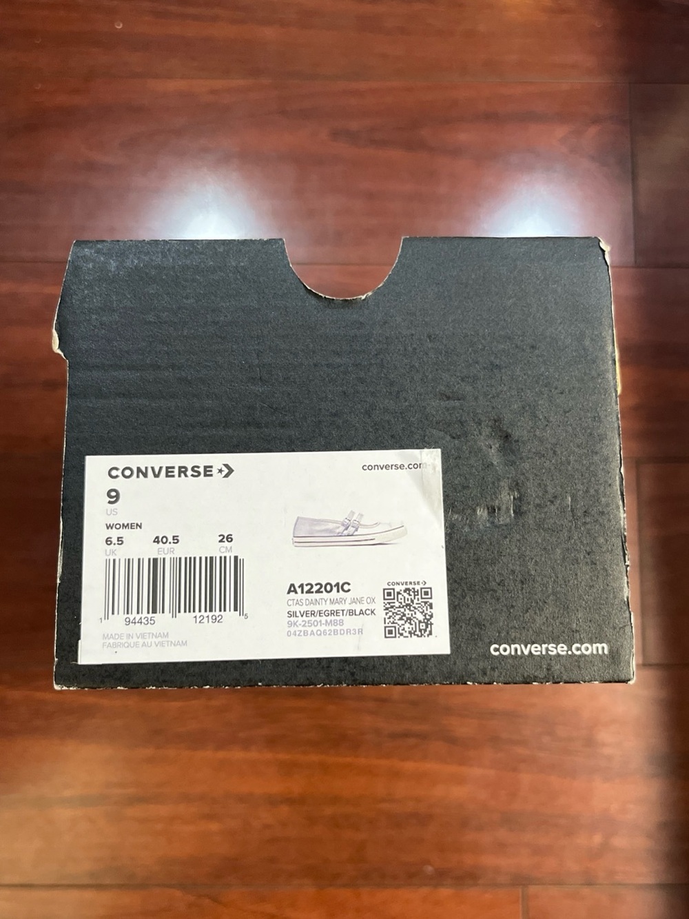 Womens 9 Converse Dainty Mary Jane OX Slip On Silver Leather A12201C HALF BOX - Picture 16 of 16
